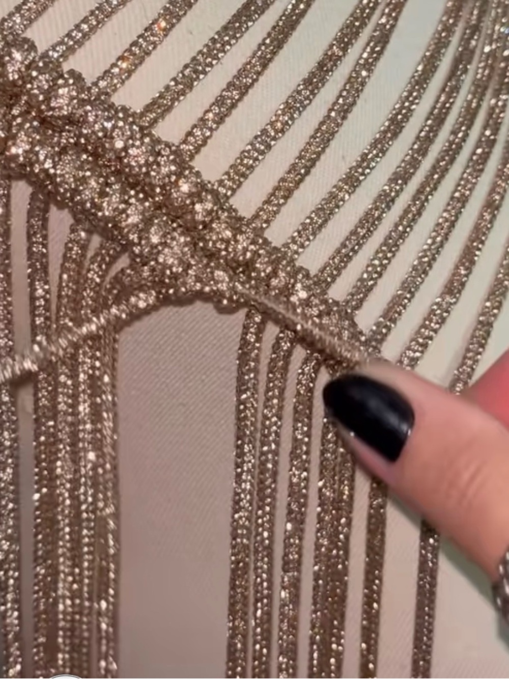 Hand Crafted Gold Rhinstine Rope Fringe Shoulder Draping - Picture 6 of 6